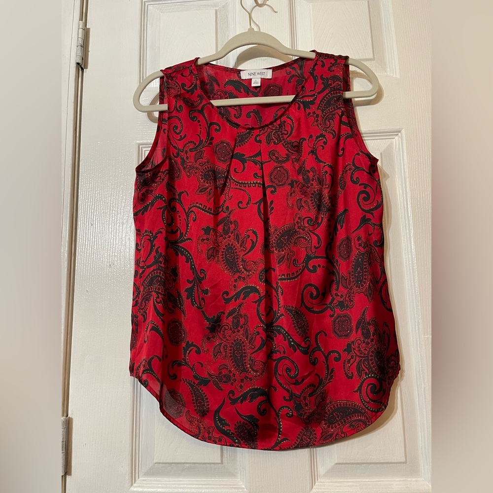 Nine West Red Paisley Sleeveless Top